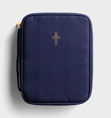 Gold Cross - Navy Canvas Bible Cover