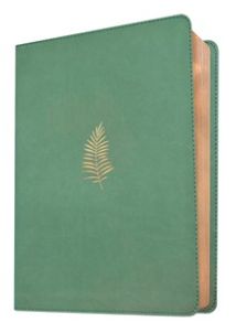 NLT Wide Margin Bible, Filament Enabled Leatherlike, Sage Green Palm, Red Letter