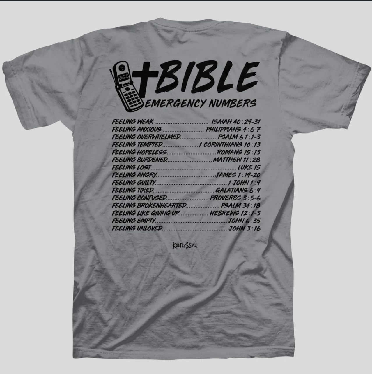 Bible Emergency Numbers T-Shirt, Size: SM
