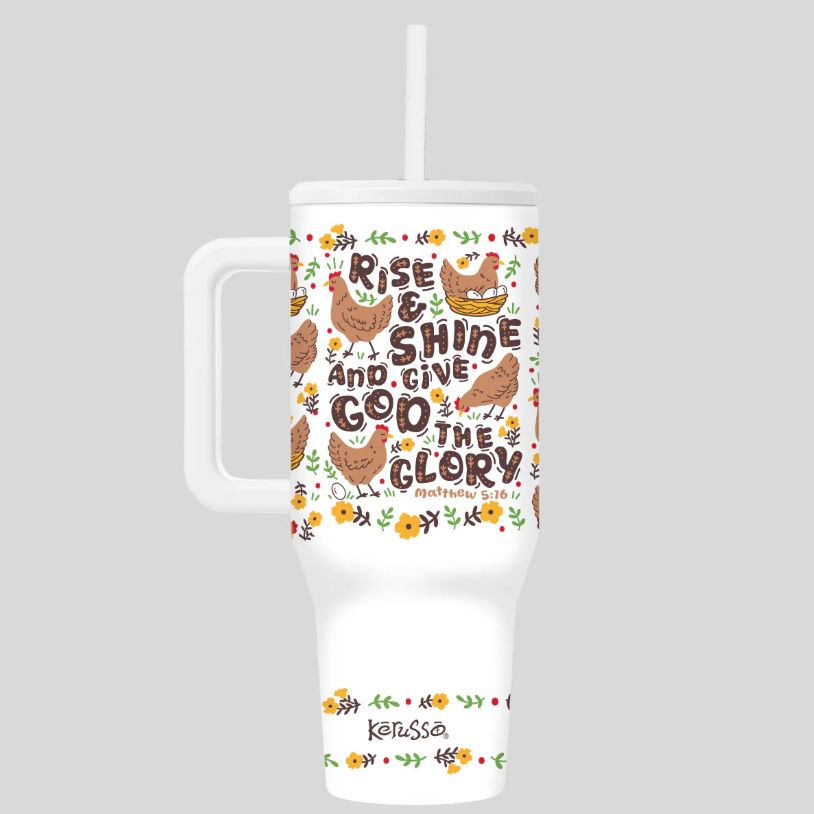 Rise And Shine 40 oz Stainless Steel Mug With Straw
