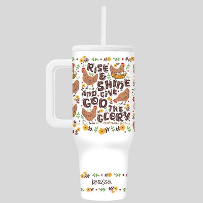 Rise And Shine 40 oz Stainless Steel Mug With Straw