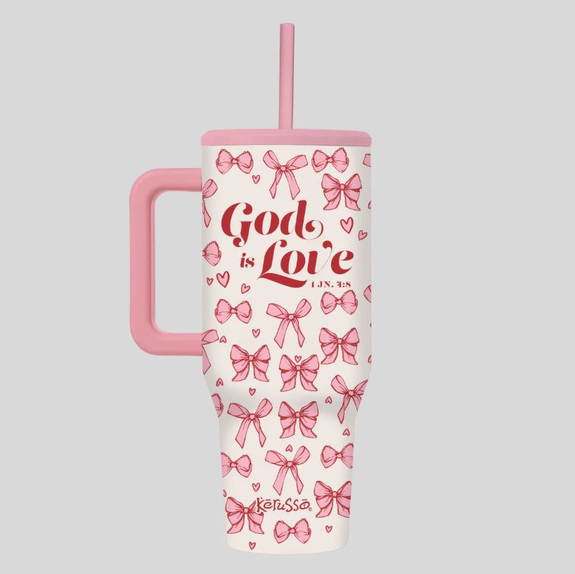 God Is Love Bows 40 oz Stainless Steel Mug With Straw