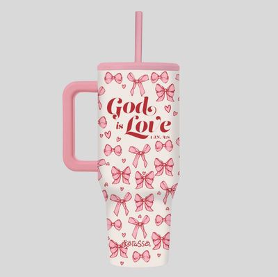 God Is Love Bows 40 oz Stainless Steel Mug With Straw