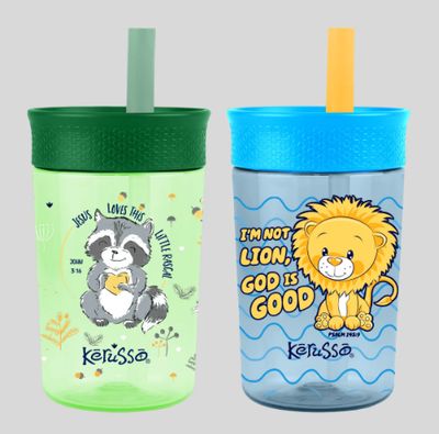 Raccoon &amp; Lion 15 oz Silicone Straw Cup (2 Pack)