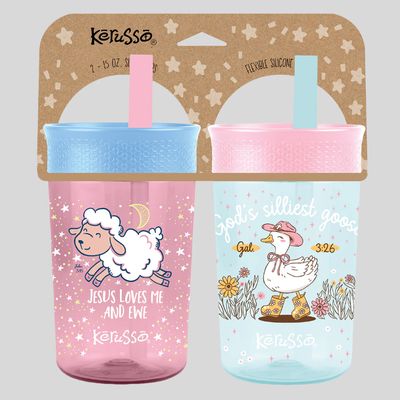 Goose &amp; Lamb 15 oz Silicone Straw Cup (2 Pack)