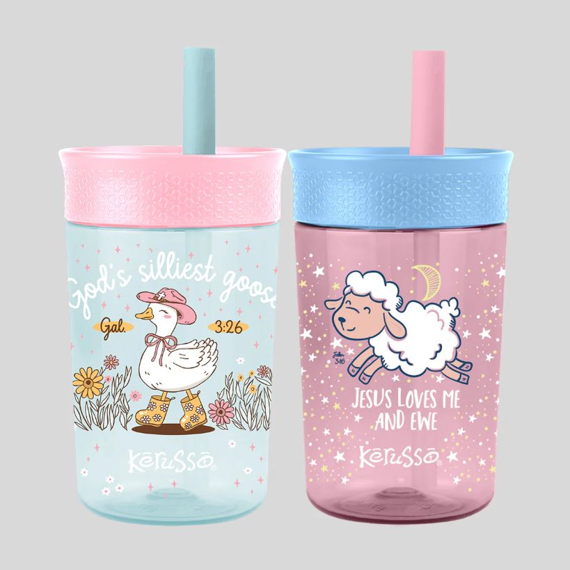 Goose &amp; Lamb 15 oz Silicone Straw Cup (2 Pack)