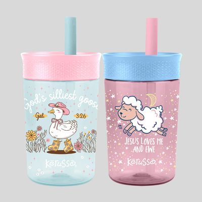 Goose &amp; Lamb 15 oz Silicone Straw Cup (2 Pack)