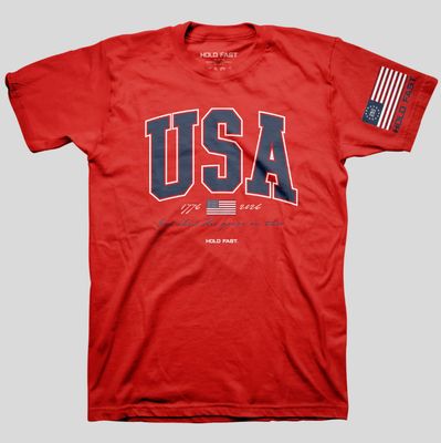 HOLD FAST Adult T-Shirt USA Strong Red