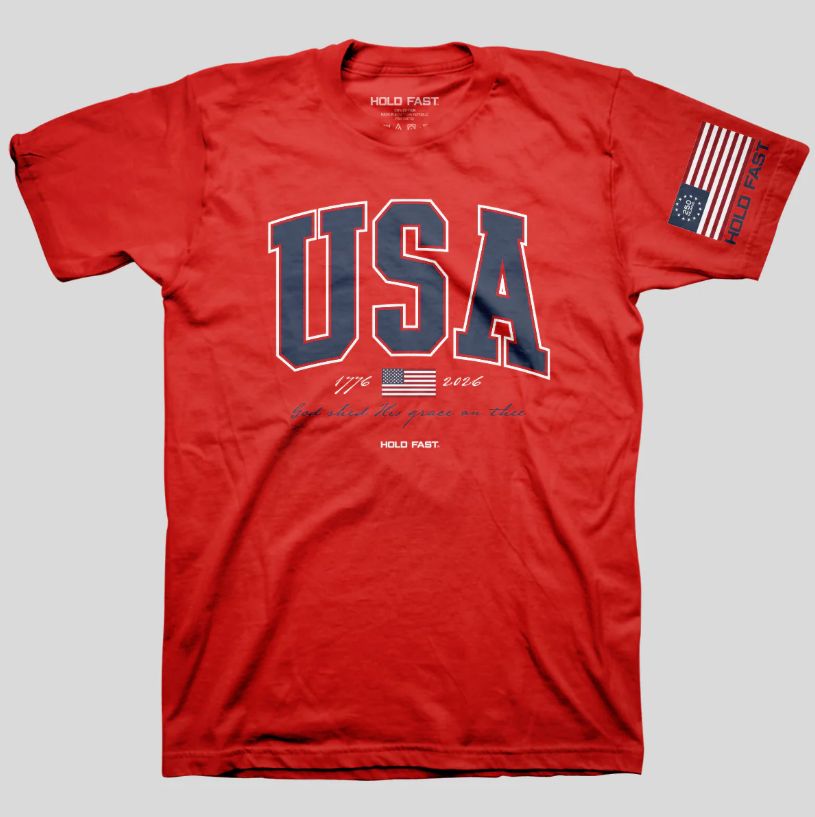 HOLD FAST Adult T-Shirt USA Strong Red, Size: SM