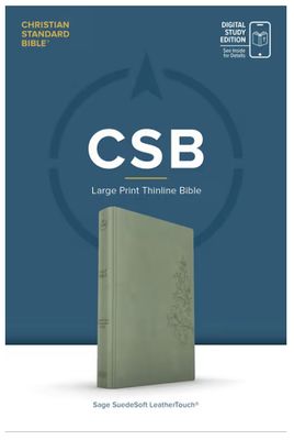 CSB Large Print Thinline Bible, Digital Study Edition, Sage Suedesoft Leathertouch