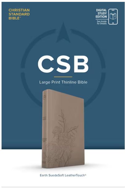 CSB Large Print Thinline Bible, Digital Study Edition, Earth Suedesoft Leathertouch