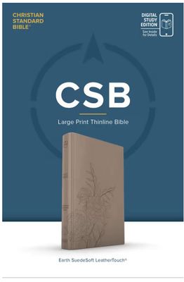 CSB Large Print Thinline Bible, Digital Study Edition, Earth Suedesoft Leathertouch
