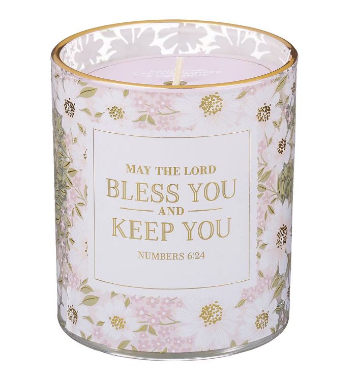 Bless and Keep You Cactus Blossom and Coconut Scented Candle in Glass Jar - Numbers 6:24