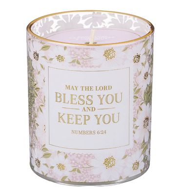 Bless and Keep You Cactus Blossom and Coconut Scented Candle in Glass Jar - Numbers 6:24