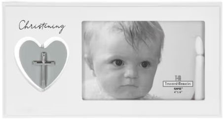 Spinning Heart Sacrament Frame Christening Holds 4 x 6 photo