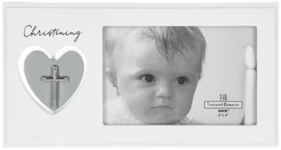 Spinning Heart Sacrament Frame Christening Holds 4 x 6 photo