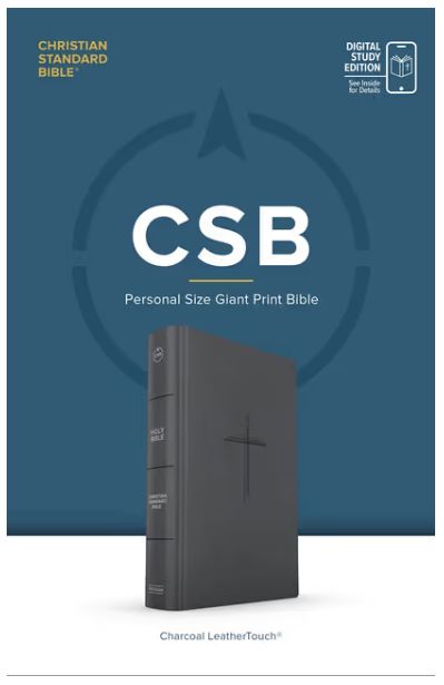 CSB Personal Size Giant Print Bible, Digital Study Edition, Charcoal Suedesoft Leathertouch