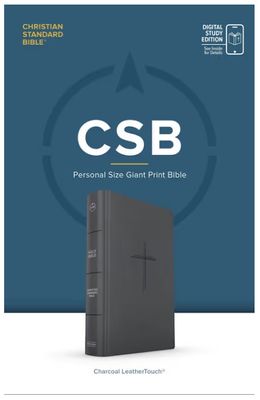 CSB Personal Size Giant Print Bible, Digital Study Edition, Charcoal Suedesoft Leathertouch