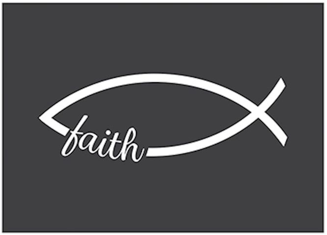 Auto Decal-Vinyl-Faith Fish-White