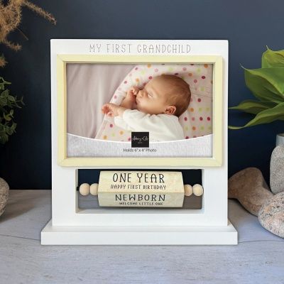 1ST GRANDCHILD BABY FRAME W/ SPINNING BLOCK &amp; BEADS
