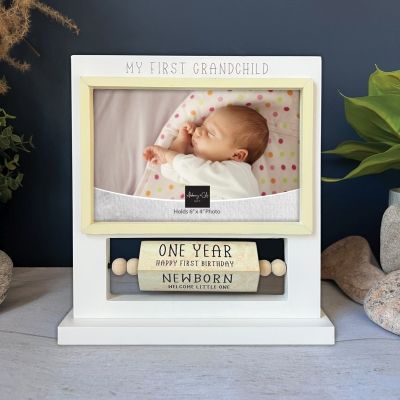 1ST GRANDCHILD BABY FRAME W/ SPINNING BLOCK &amp; BEADS