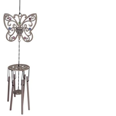 Butterfly Memorial Wind Chime W/ Cryst, Multi-Level