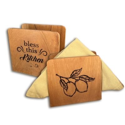 Bless This Kitchen Cedar Napkin Holder