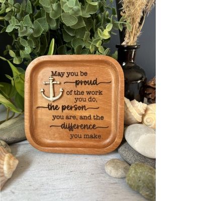 May You Be Proud Le Cedar Trinket Dish W/So Anchor