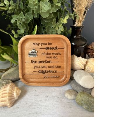 Teacher Be Proud Le Cedar Trinket Dish W/So Books