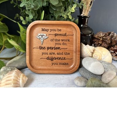 Nurse Be Proud Le Cedar Trinket Dish W/So Caduceus