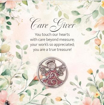 Care Giver Angel Pin W/ Orange Glitter