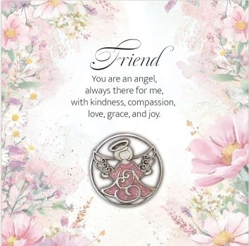Friend Angel Pin W/Lt Pink Glitter
