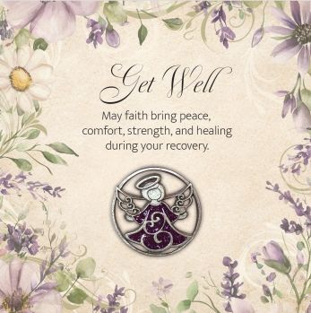 Get Well Angel Pin W/Purple Glitter Epoxy