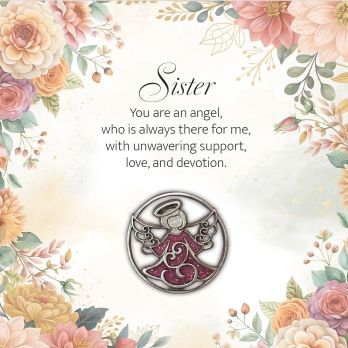 Sister Angel Pin W/Pink Glitter