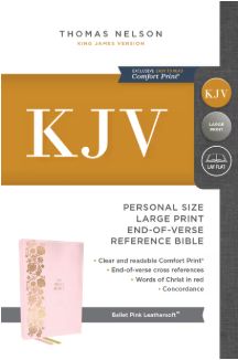KJV Personal Size Large Print End-Of-Verse Reference Bible, Pink Leathersoft, Red Letter, Comfort Print