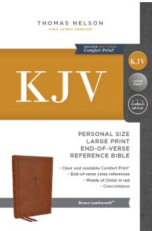 KJV Personal Size Large Print End-Of-Verse Reference Bible, Brown Leathersoft, Red Letter, Comfort Print