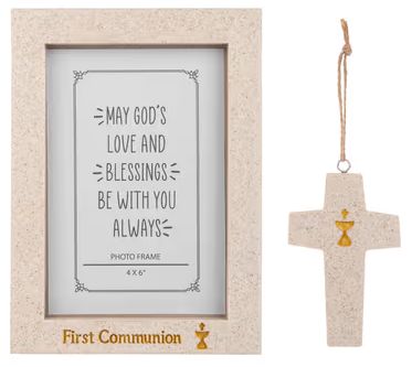 First Communion - Written in Stone Frame and Ornament Set