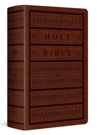 ESV Giant Print Personal Size Bible, Red Letter Trutone, Brown, Engraved Mantel Design