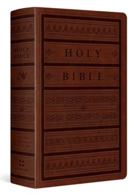ESV Giant Print Personal Size Bible, Red Letter Trutone, Brown, Engraved Mantel Design