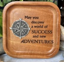 MAY YOU DISCOVR LE CEDAR TRNKT DISH W/SO COMPASS, GIFT BOXED