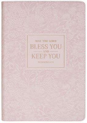 Bless and Keep You Blush Bloom Faux Leather Classic Journal - Numbers 6:24