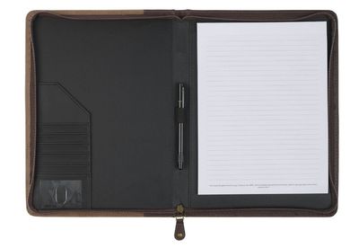 The Plans Cocoa Brown and Taupe Faux Leather Executive Padfolio - Jeremiah 29:11
