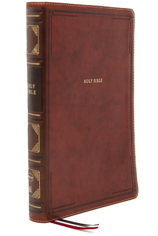 NKJV Super Giant Print Reference Bible (Comfort Print)-Brown Leathersoft Indexed