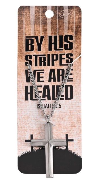 Necklace By His Stripes Matte Mens Cross