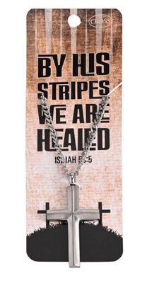 Necklace By His Stripes Matte Mens Cross