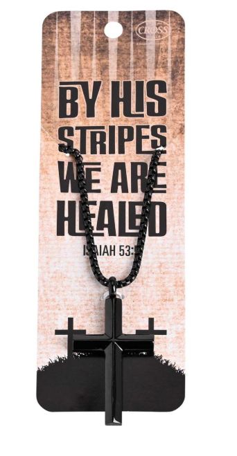 Necklace By His Stripes Black Men’s Cross