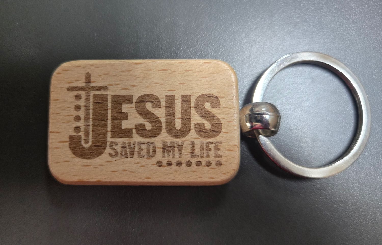 Jesus Saved My Life Wood Keychain