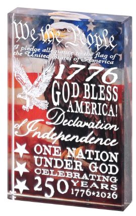 Tabletop Glass Eagle We The People 2.5 X 4