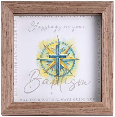 Framed Art Blue Cross Blessing Baptism