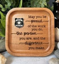 Police Be Proud Le Cedar Trnkt Dish W/So Badge, Gift Boxed